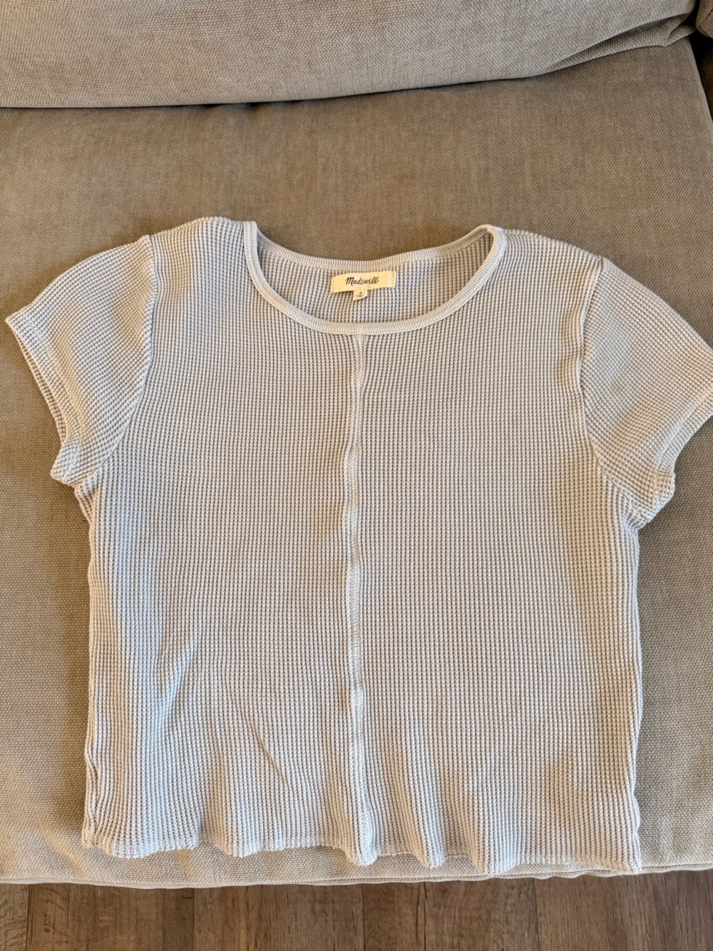 Madewell Light Blue Waffle Knit Short Sleeve Tee - Size S